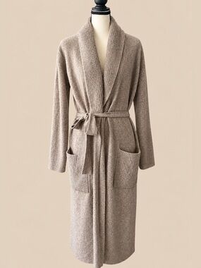 100% Cashmere Long Tie Waist Cardigan L
